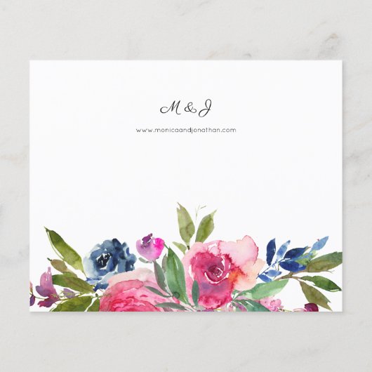 Papier Budget Hot rose et bleu marine Floral Mariage 2 (Dos)