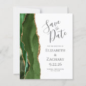 Papier Budget Hunter Green Agate Gold Enregistrer la date (Devant)