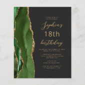 Papier Budget Hunter Green Agate Script 18th Birthday (Devant)