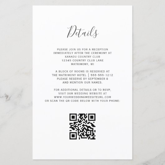 Papier Budget Hunter Green QR Code Wedding (Dos)