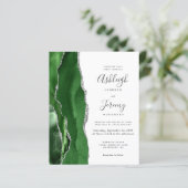 Papier Budget Hunter Green Silver Agate Mariage Invitatio (Debout devant)