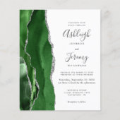 Papier Budget Hunter Green Silver Agate Mariage Invitatio (Devant)