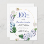 Papier Budget Hydrangea Rose 100e anniversaire Invitation (Devant / Derrière)