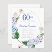 Papier Budget Hydrangea Rose 60e anniversaire Invitation (Devant / Derrière)