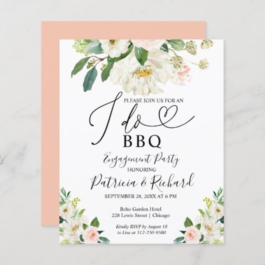 Papier Budget I DO BBQ Engagement Faire-part (Devant / Derrière)