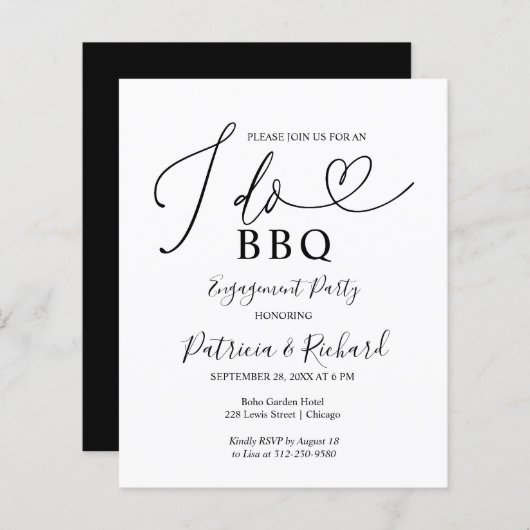 Papier Budget I DO BBQ Engagement Faire-part (Devant / Derrière)