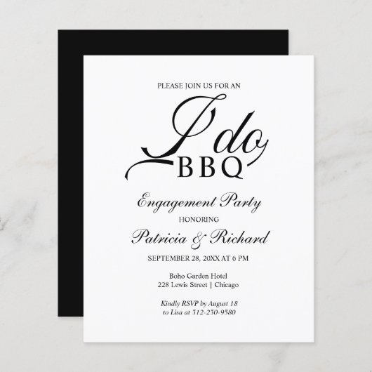 Papier Budget I DO BBQ Engagement Invitations de la parti (Devant / Derrière)