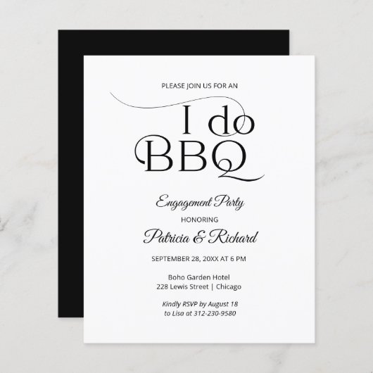 Papier Budget I DO BBQ Engagement Party Invitation (Devant / Derrière)