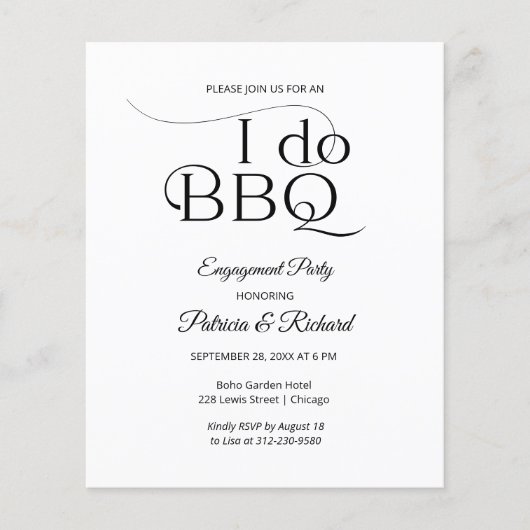 Papier Budget I DO BBQ Engagement Party Invitation (Devant)