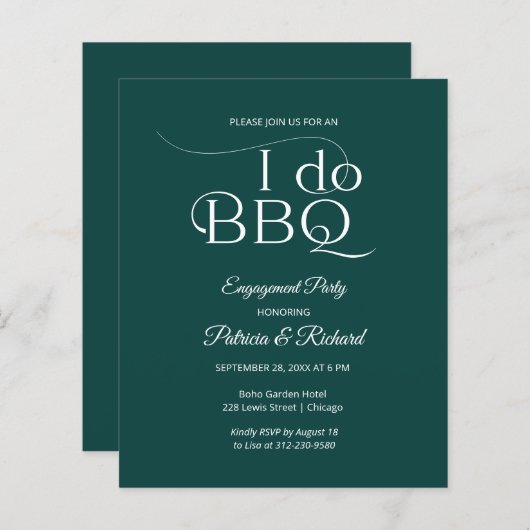 Papier Budget I DO BBQ Engagement Party Invitation (Devant / Derrière)