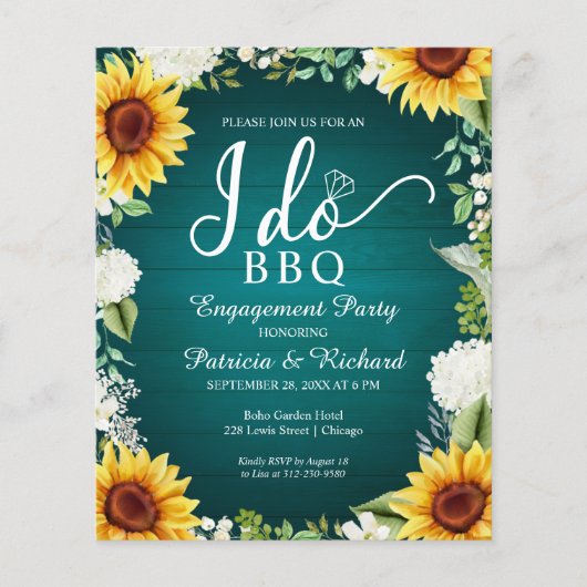 Papier Budget I Do BBQ Rustic Engagement Party Invitation (Devant)