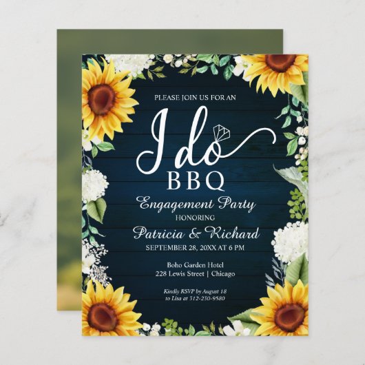 Papier Budget I Do BBQ Rustic Engagement Party Invitation (Devant / Derrière)