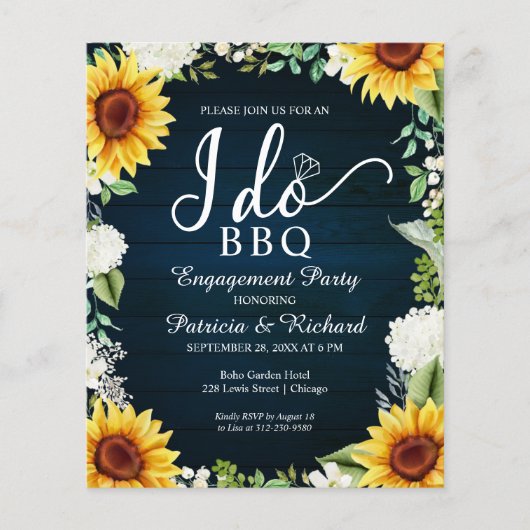 Papier Budget I Do BBQ Rustic Engagement Party Invitation (Devant)