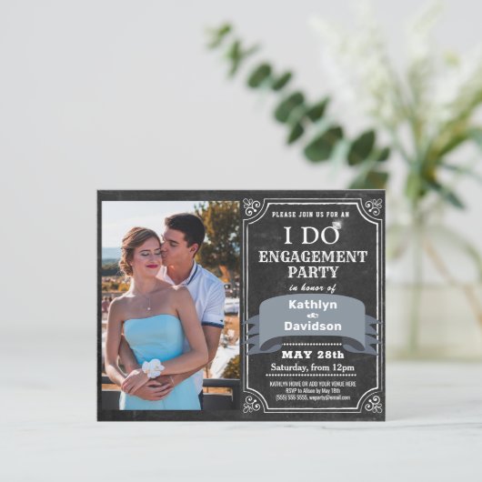 Papier BUDGET I DO Engagement Partie Chalkboard Invitatio (Debout devant)