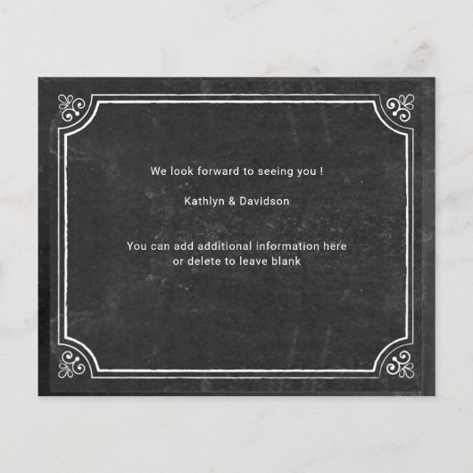 Papier BUDGET I DO Engagement Partie Chalkboard Invitatio (Dos)