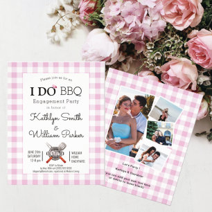 Papier BUDGET I DO Fiançailles Pink 4 Photo BBQ Invitatio