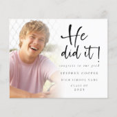 Papier Budget Il L'A Fait Faire-part De Diplôme Photo (Devant)