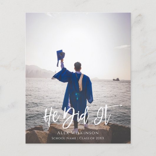 Papier BUDGET Il L'A Fait Moderne Photo Grad Faire-part (Devant)