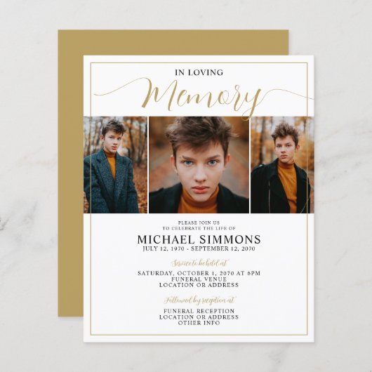 Papier Budget In Loving Memory 3 Photo Memorial Funéraill (Devant / Derrière)