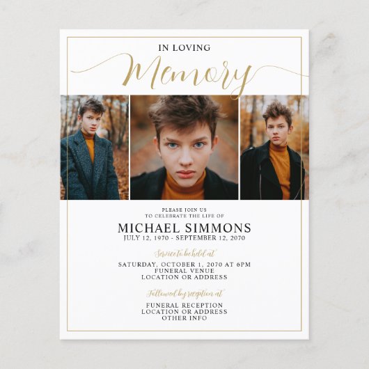 Papier Budget In Loving Memory 3 Photo Memorial Funéraill (Devant)