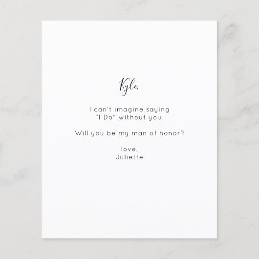 Papier Budget Instant Photo Be My Man of Honor Propositio (Dos)