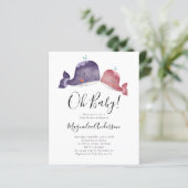 Papier BUDGET Invitation Baby shower de baleine rose (Debout devant)