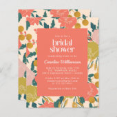 Papier Budget Invitation Boho Orange Fête des mariées bot (Devant / Derrière)