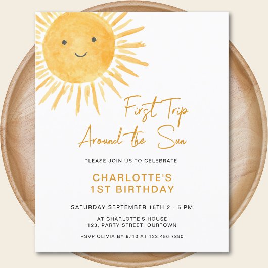 Papier Budget Invitation d'anniversaire de Sun Girl