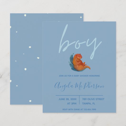 Papier Budget | Invitation de Baby Shower aquarelle de l (Devant / Derrière)