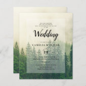 Papier BUDGET Invitation de mariage Arbres de pin Forêt v (Devant / Derrière)