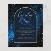 Papier BUDGET Invitation de mariage bleu nuit étoilé or (Devant)