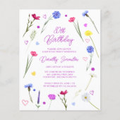 Papier BUDGET Invitation du Fleur sauvage de fête de 80e  (Devant)