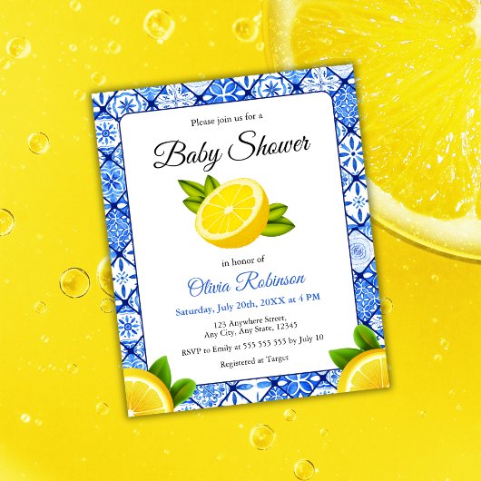 Papier Budget italien Carrelage bleu citron Baby shower I