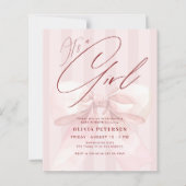 Papier Budget its a girl pink bow baby shower invitation (Devant)