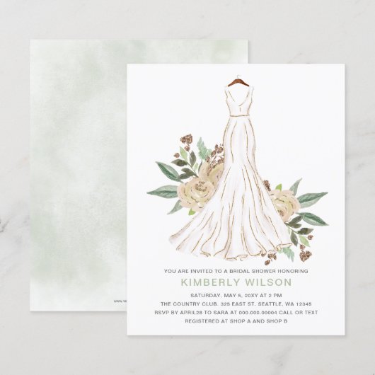 Papier Budget ivoire Mariage robe Fête des mariées (Devant / Derrière)