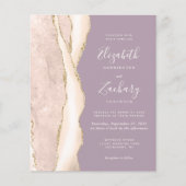 Papier Budget ivoire or Agate Mauve Mariage Invitation (Devant)