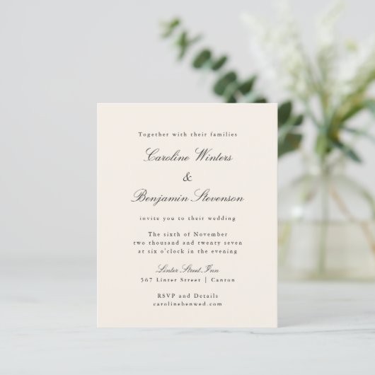 Papier Budget Ivory Formal Élégant Mariage Invitation (Debout devant)