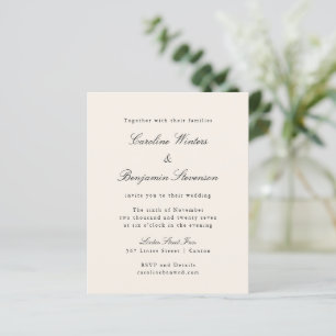 Papier Budget Ivory Formal Élégant Mariage Invitation