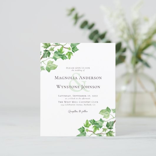 Papier Budget Ivy Green Faire-part de mariage (Debout devant)
