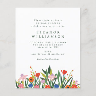 Papier Budget Jardin coloré Fête des mariées fleurie Invi