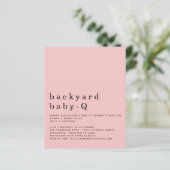 Papier Budget Jardin rose bébé Q BBQ Invitation douche (Debout devant)