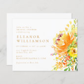 Papier Budget Jaune Fête des mariées d'art floral Invitat (Devant / Derrière)