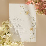 Papier Budget Jaune Fleur sauvage Boho Fête des mariées p<br><div class="desc">Une invitation à la douche nuptiale budget avec un arrangement courbé de fleurs sauvages jaune aquarelle et de la verdure délicate. Les détails de l'événement apparaissent sur le côté gauche de la carte dans les chapiteaux serif classiques et la calligraphie manuscrite moderne de style écriture de script. La typographie formelle...</div>