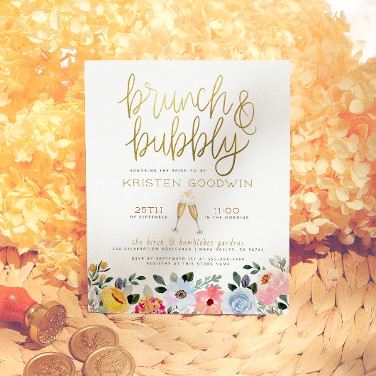 Papier Budget Jaune Rose & Bleu Floral Brunch & Bubbly