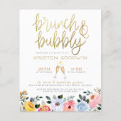 Papier Budget Jaune Rose & Bleu Floral Brunch & Bubbly (Devant)