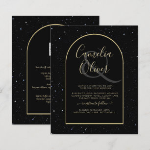 Papier BUDGET Jet BLACK OR étoile Nuit étoilée INVITE