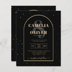 Papier BUDGET Jet BLACK OR étoile Nuit étoilée INVITE