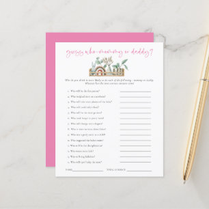 Papier Budget Jeu Devinez Qui Maman Papa Baby shower Rose