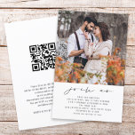 Papier Budget Join Us Photo QR Code Wedding Invite<br><div class="desc">VEUILLEZ NOTER qu'il y a UN invitation par feuille. Budget Rejoignez-nous Photo QR Code Faire-part de mariage. Une taille PLUS GRANDE de 5, 5 po x 8, 5 po à un prix abordable, sur un STOCK CARTE SEMI GLOSS 110 lb, idéal pour les invitations, à peu près la même épaisseur...</div>