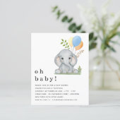 Papier Budget Joli Baby shower éléphant bleu garçon.  (Debout devant)